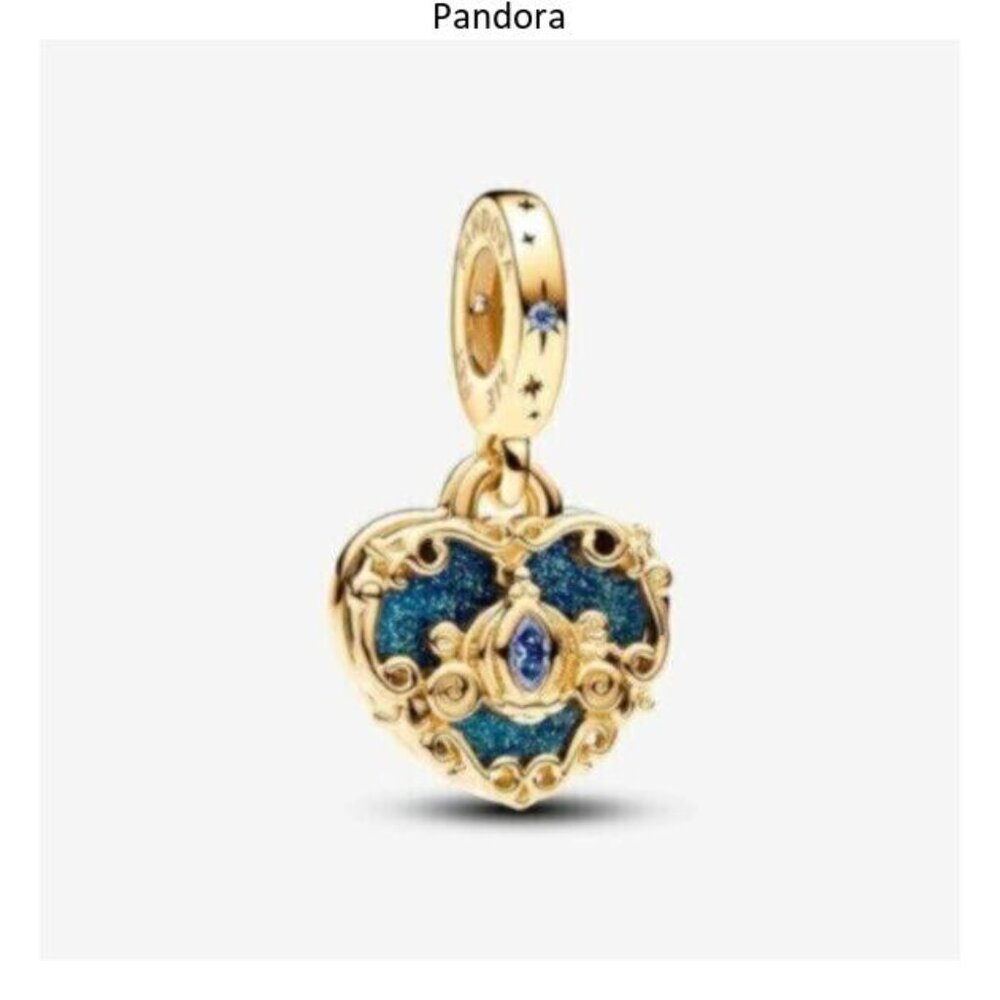 Pandora Cinderella's Carriage & Heart Double Dangle Charm